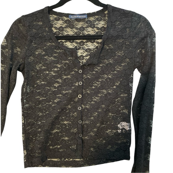 Brandy Melville Tops - BRANDY MELVILLE Black Long Sleeve Boho Lace Top w/ Full-Button, one size